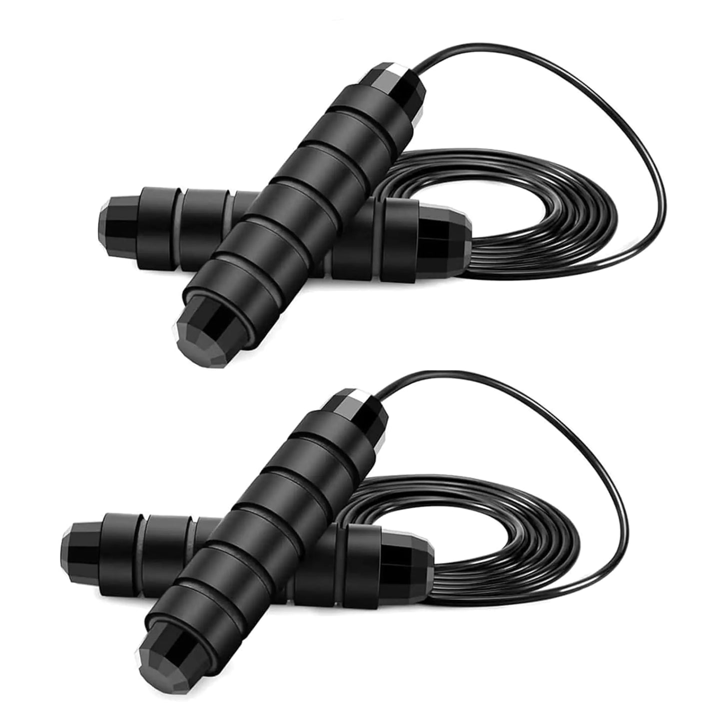 2Pcs Jump RopeRapid Speed Jumping Rope for Workout Cable with Ball BearingsJump Ropes for Fitness for Women Men Adjustable Skipping Rope for Home ExerciseFitnessSlim Body - Black
